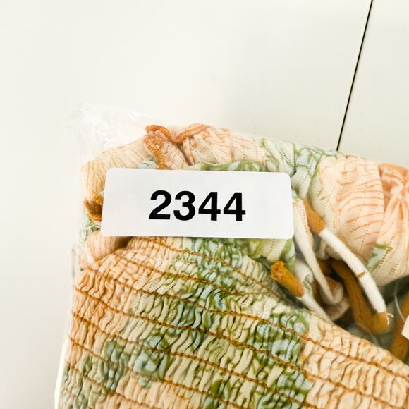 NWT Free People Adriel Midi Shirred Dress Floral Yellow Green $168 - S - Picture 10 of 10